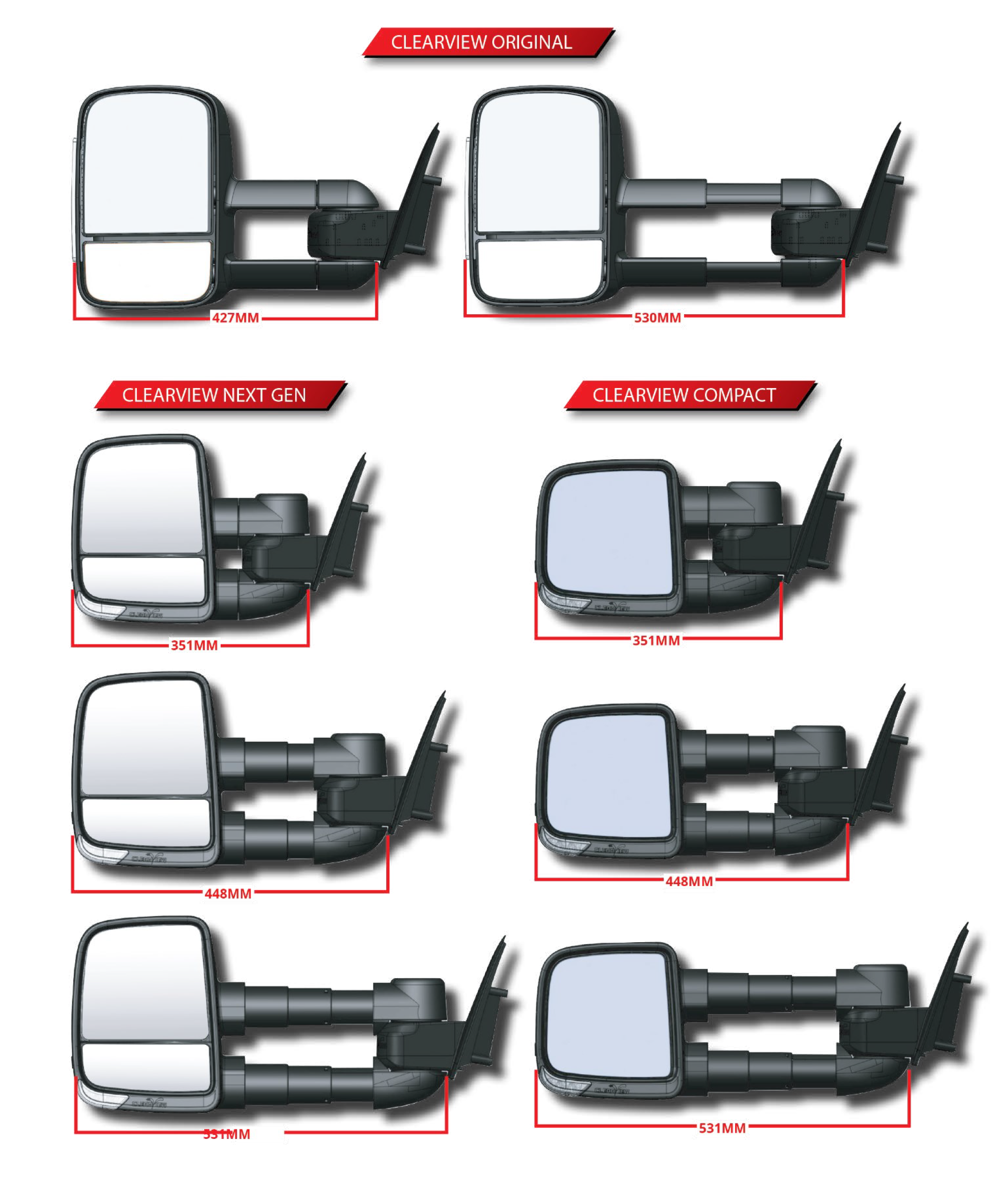 Toyota Landcruiser 79 Series (1984-2020) Clearview Towing Mirrors