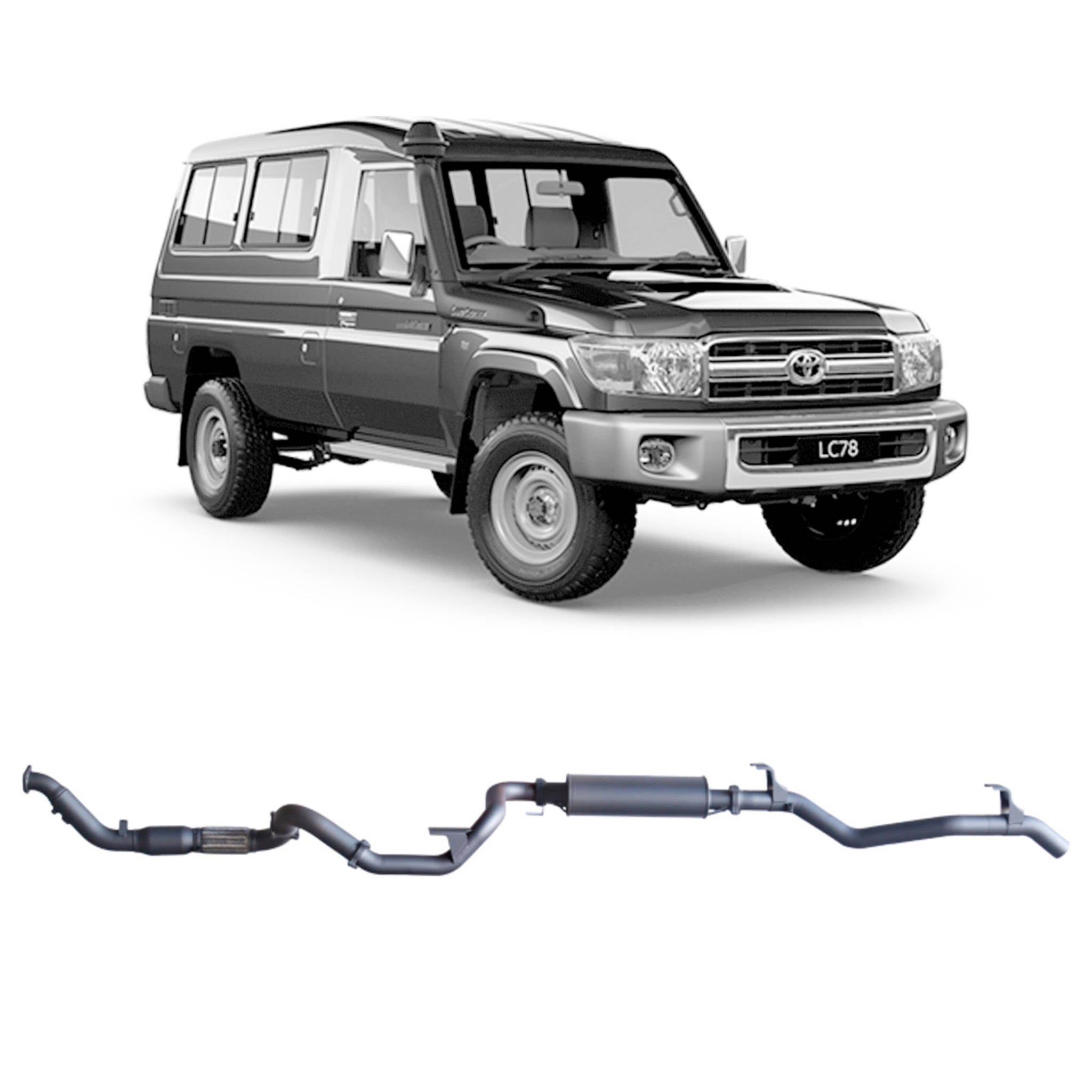 Redback Extreme Duty Exhaust to suit Toyota Landcruiser 78 Series Troop Carrier (03/2007 - 10/2016)