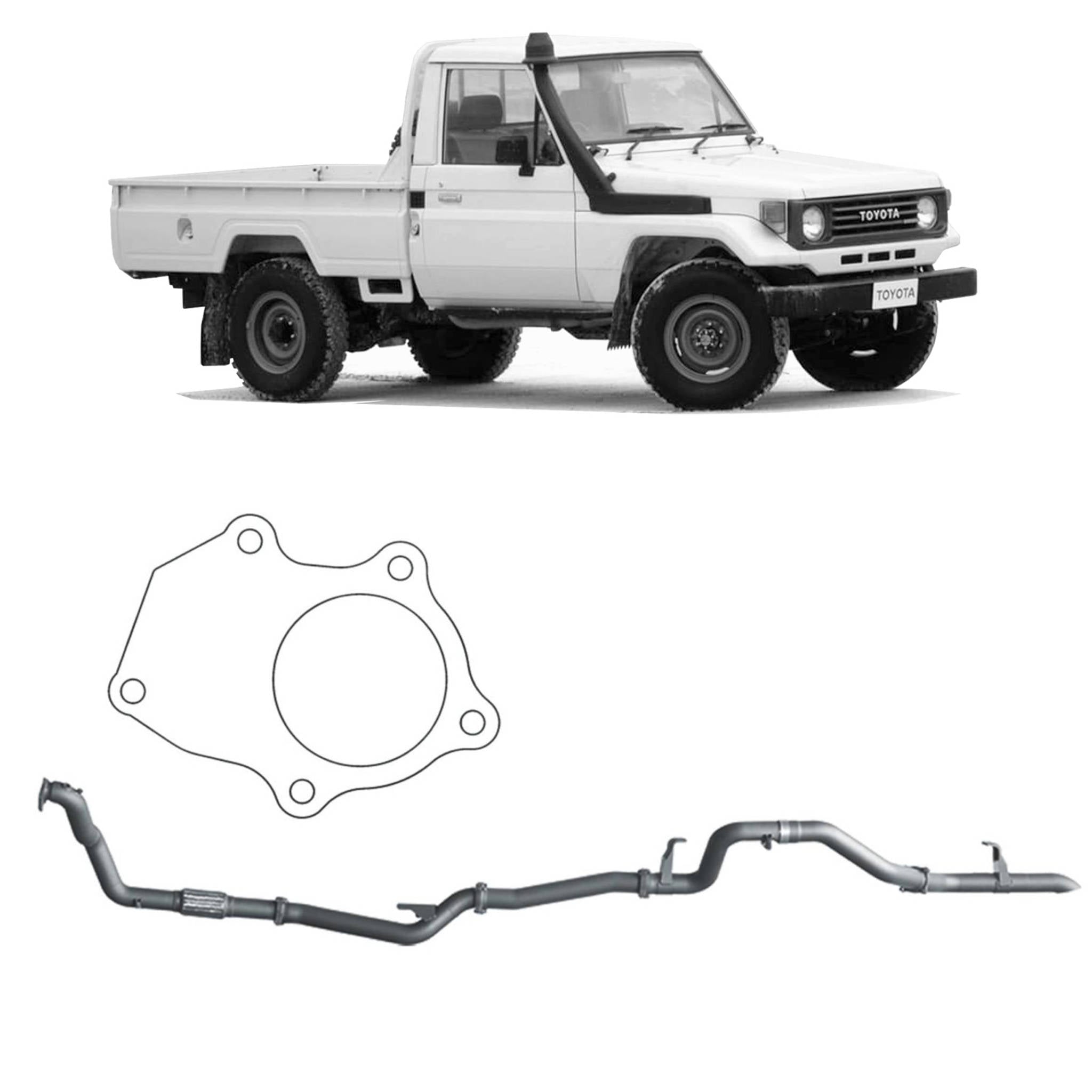 Redback Extreme Duty Exhaust to suit Toyota Landcruiser 78 Series (01/1990 - 01/2007), Toyota Landcruiser 75 Series (03/1990 - 11/1999)