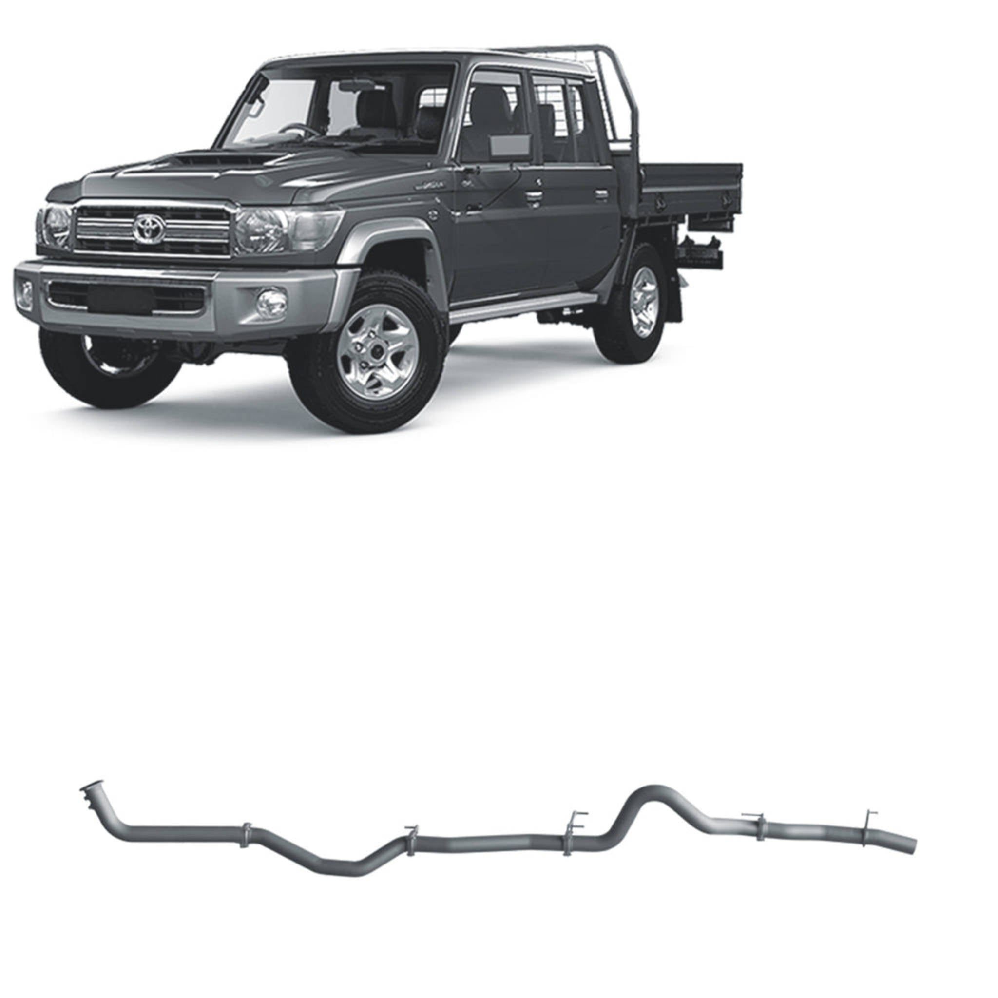 Redback Extreme Duty Exhaust to suit Toyota Landcruiser 79 Series with Auxiliary Fuel Tank (11/2016 onwards)
