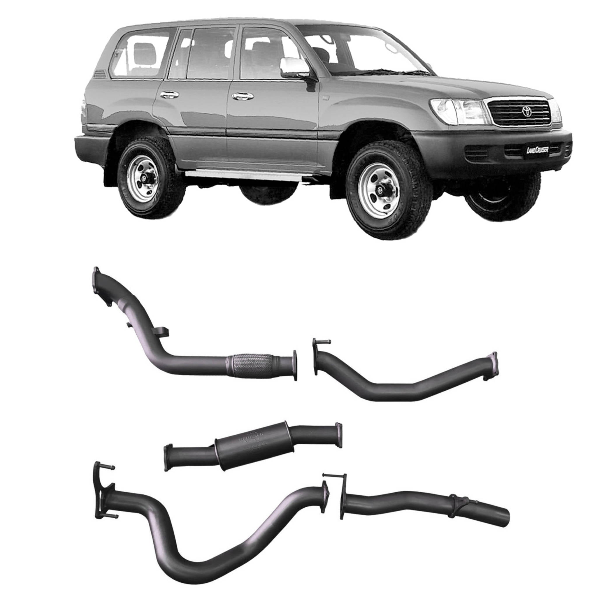 Redback Extreme Duty Exhaust to suit Toyota Landcruiser 105 Series Wagon (03/1998 - 10/2007)