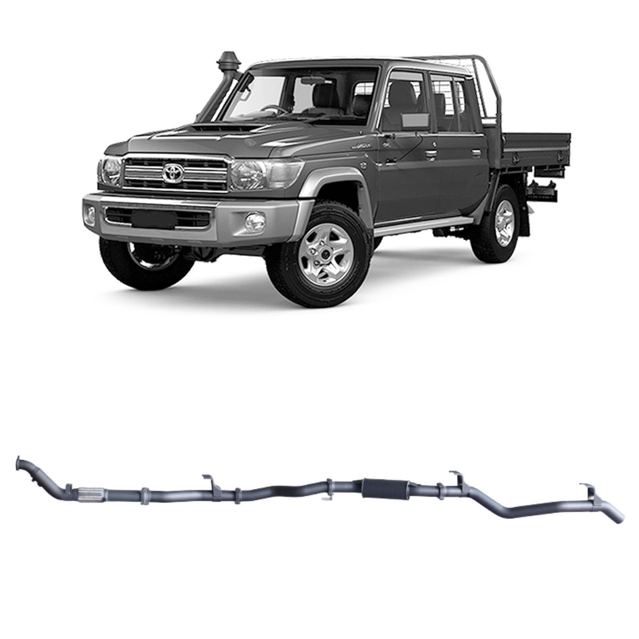 Redback Extreme Duty Exhaust to suit Toyota Landcruiser 79 Series Double Cab (01/2012 - 10/2016)