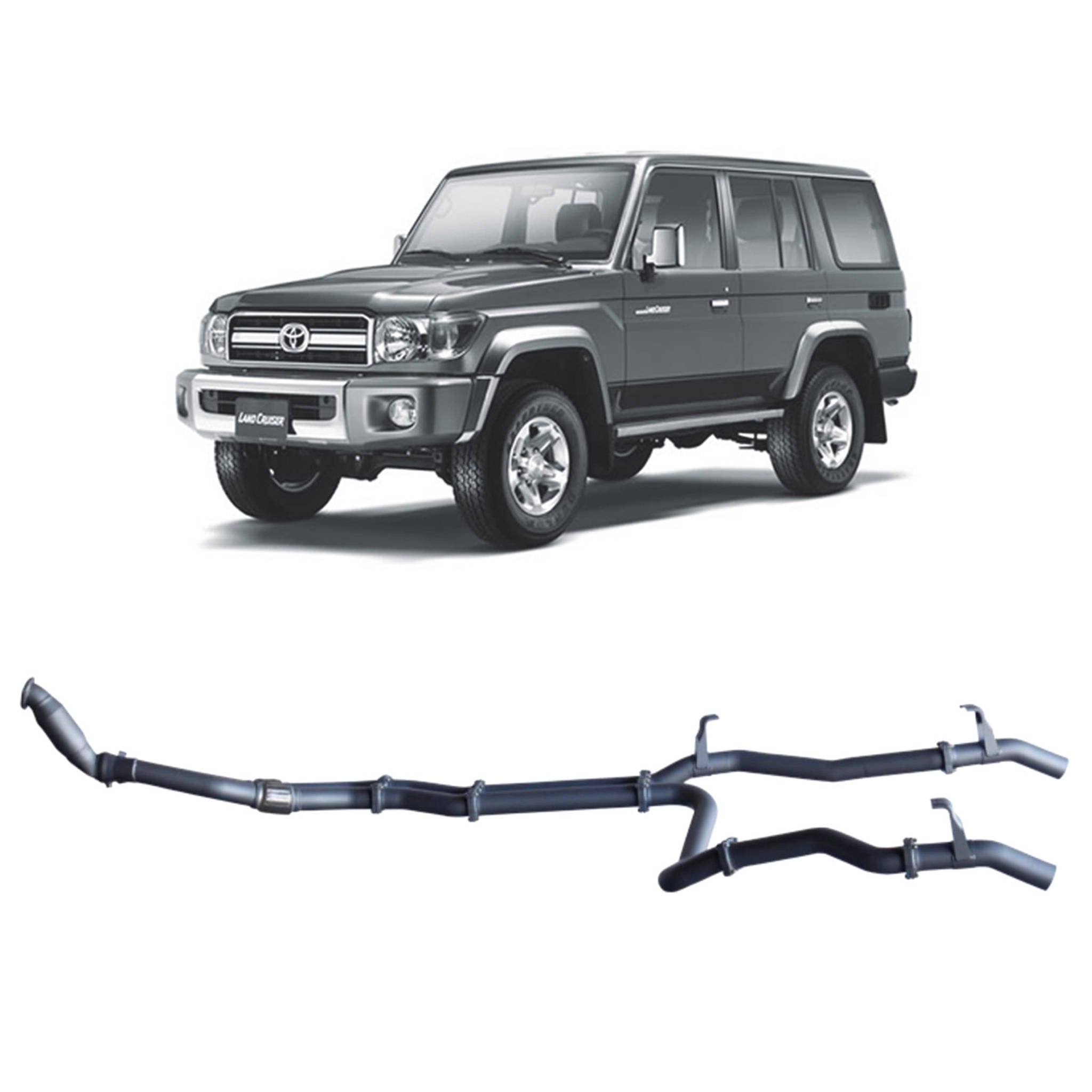 Redback Extreme Duty Twin Exhaust to suit Toyota 76 Series Landcruiser (03/2007 - 10/2016)