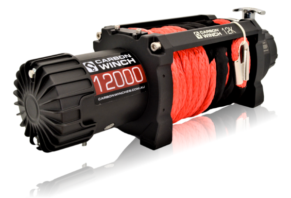 24 VOLT Carbon 12K 12000lb Electric winch with synthetic rope