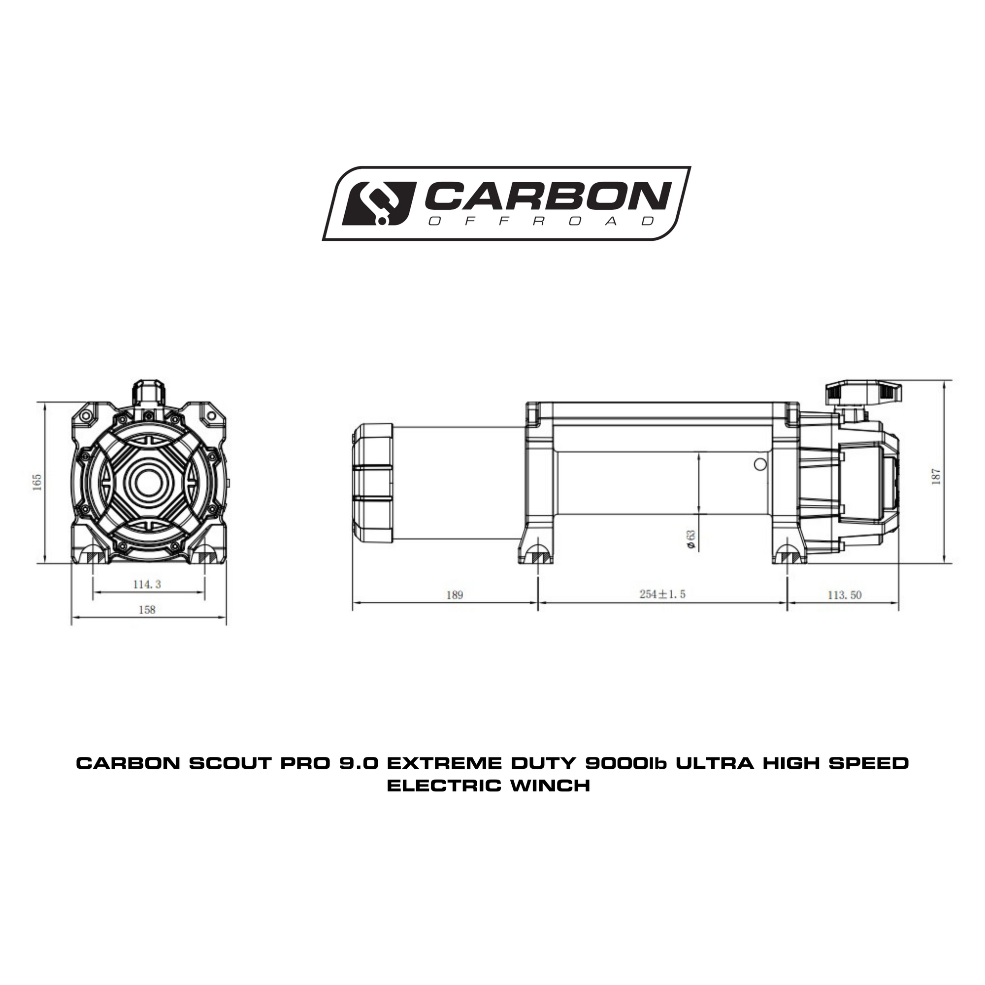 Carbon Scout Pro 9.0 Extreme Duty 9000lb Ultra High Speed Electric Winch