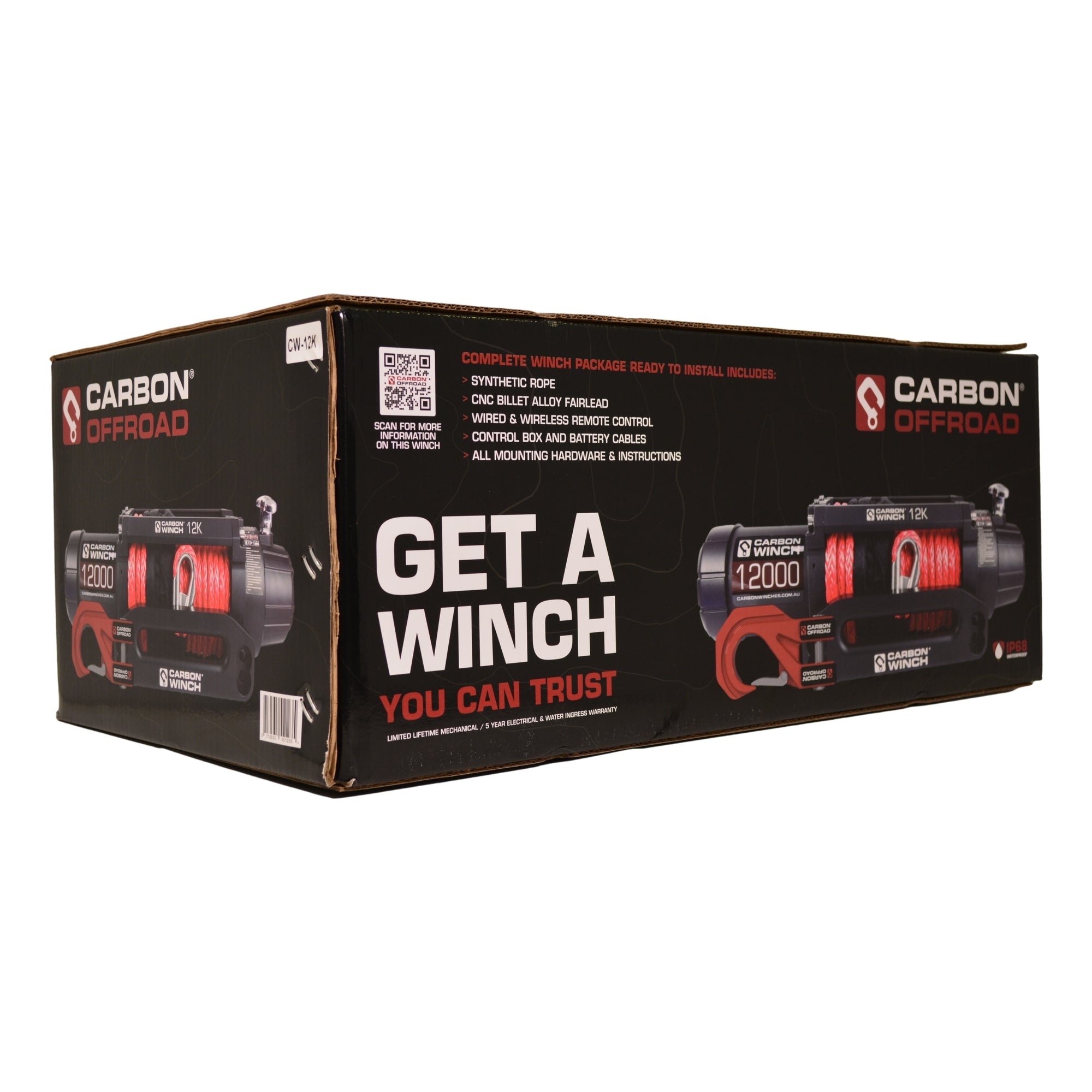 24 VOLT Carbon 12K 12000lb Electric winch with synthetic rope