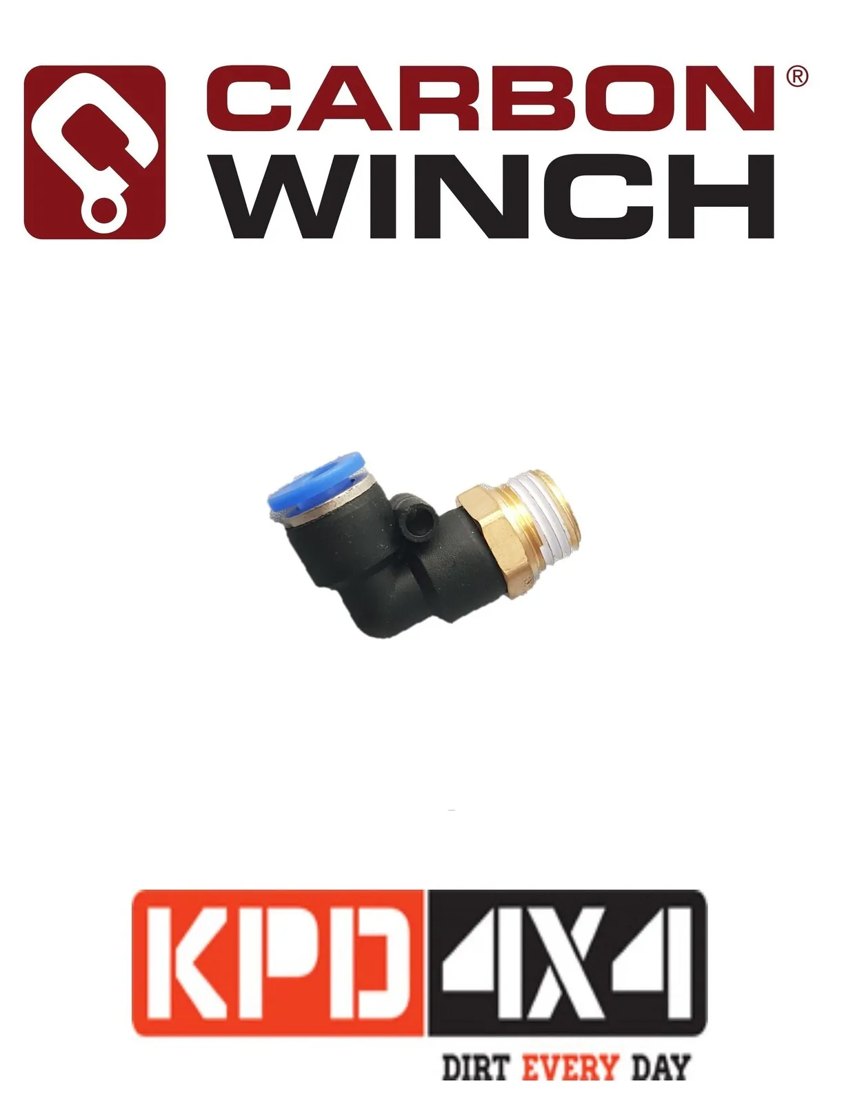 Carbon Winch Motor Breather Kit 90 Deg Elbow 1/4 NPT airline fitting