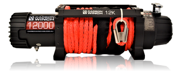 24 VOLT Carbon 12K 12000lb Electric winch with synthetic rope